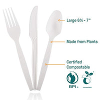 Certified Compostable Cutlery Made from Plants, 300 Pack, 7" Large - Eco Trade Company