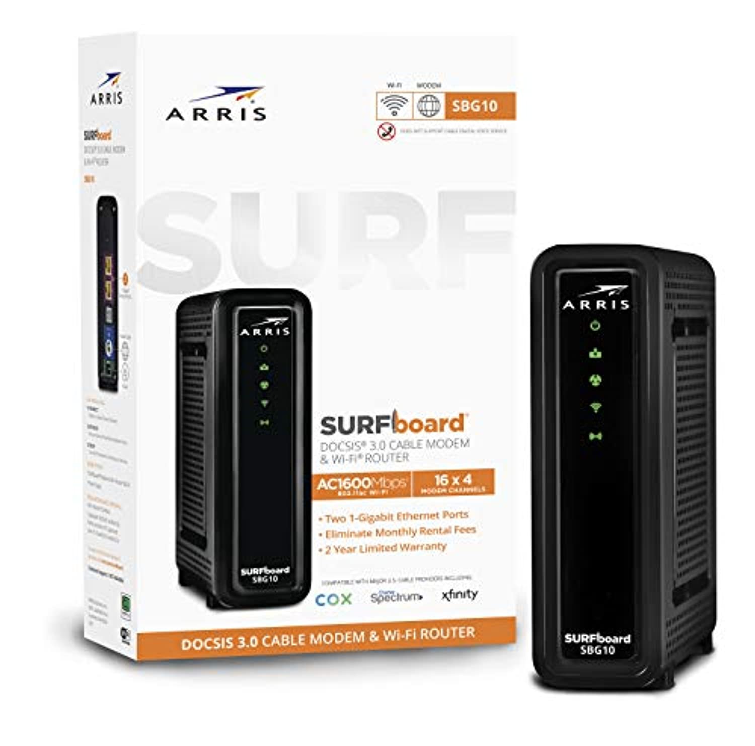 3.0 Cable Modem & AC1600 Dual Band Wi-Fi Router, Approved for Cox, Spe ...