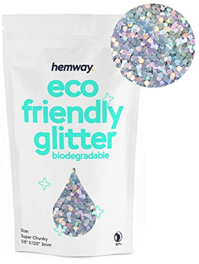Eco Friendly Biodegradable Glitter 100g / 3.5oz Safe Vegan for Face, Eyeshadow, Body, Hair, Nail and Makeup, 1/8" 0.125" 3mm - Silver Holographic - Eco Trade Company