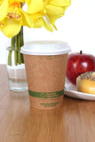 100% Biodegradable, 100% Compostable Paper PLA-Lined 12 Ounce Kraft Coffee Hot Cup and Lid Combo, 50 Pack - Eco Trade Company