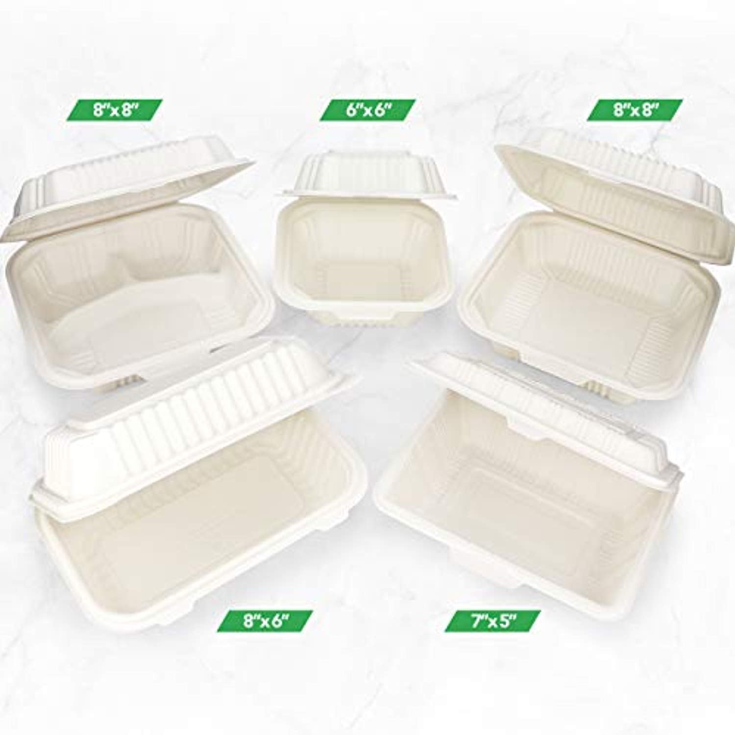 Eco Friendly to Go Containers - Non Soggy, Leak Proof, Disposable to Go Boxes Made from Cornstarch - Eco Trade Company