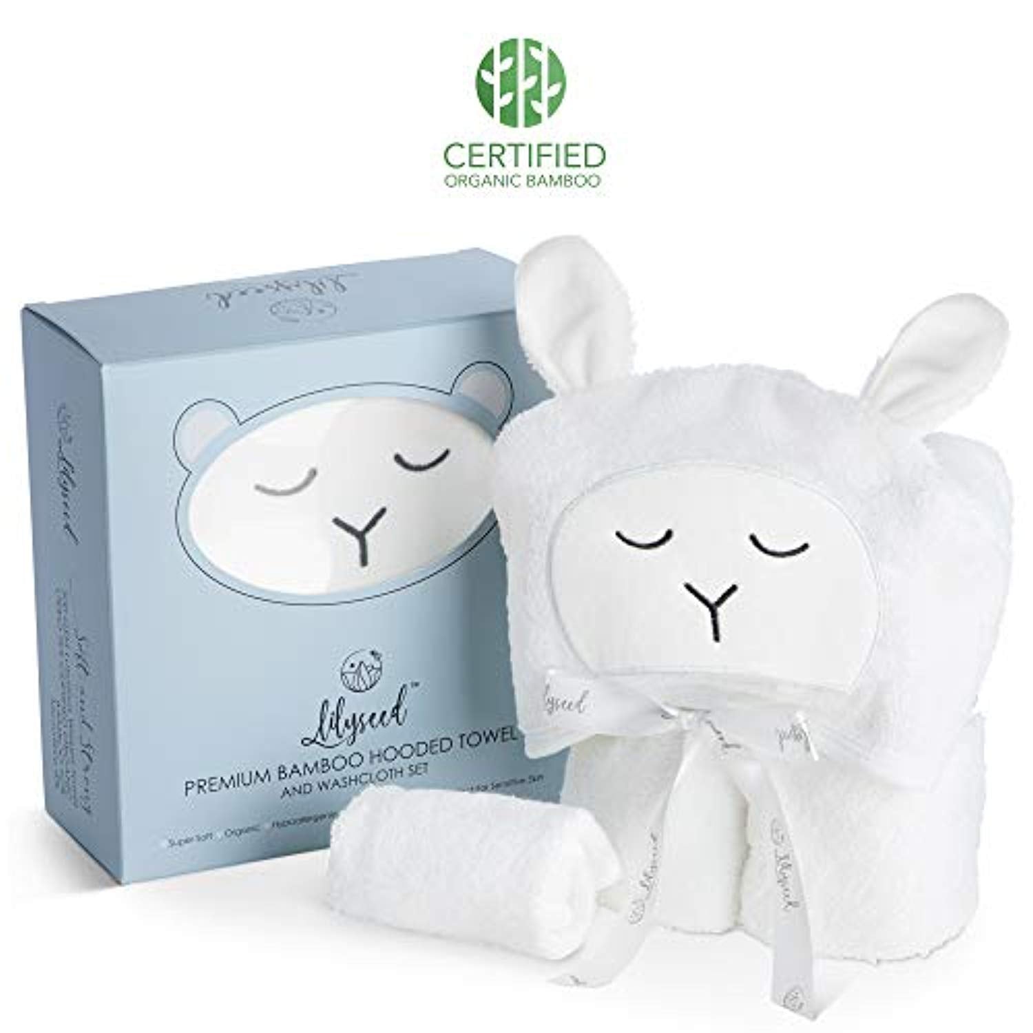 Premium Organic Hooded Baby Towel and Washcloth Gift Set - Eco Trade Company
