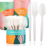 Certified Compostable Cutlery Made from Plants, 300 Pack, 7" Large - Eco Trade Company