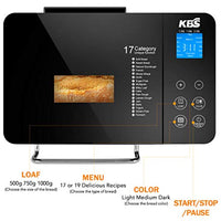 KBS Pro Stainless Steel Bread Machine, 2LB 17-in-1 Programmable XL Bread Maker with Fruit Nut Dispenser - Eco Trade Company