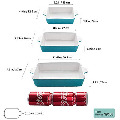 Bakeware Set, Rectangular Baking Pan Ceramic Glaze Baking Dish - 3 Pack - Eco Trade Company