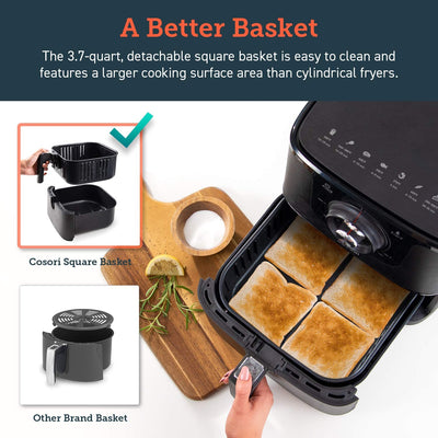 Air Fryer Large Hot Electric Oven Oilless Cooker Deluxe Temperature Knob Control, Nonstick, ETL Listed Basket, 3.7 QT-Mechanical - Eco Trade Company