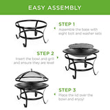 22-inch Outdoor Patio Steel Fire Pit Bowl BBQ Grill for Backyard, Camping, Picnic, Bonfire, Garden w/Spark Screen Cover - Eco Trade Company