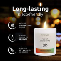 Big Candle in Luxury Matte White Glass Jar Soy Wax Eco-Friendly Clean Burn up to 80 hours - COZY CHRISTMAS Holiday Scent - Made in USA 10 oz - Eco Trade Company