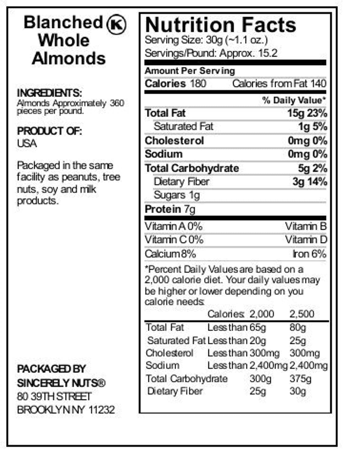 Sincerely Nuts – Whole Raw Blanched Almonds - Eco Trade Company