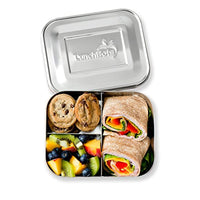 Stainless Steel Food Container - Three Sections for Snacks On the Go - Eco-Friendly, Dishwasher Safe, BPA-Free - Stainless Lid - All Stainless - Eco Trade Company