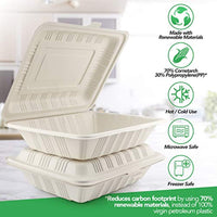 125 Count Eco Friendly Take Out Food Containers [7" x 5",1-Comp] - Non Soggy, Leak Proof, Heavy-Duty Quality, To Go Containers, Microwave Safe - Eco Trade Company