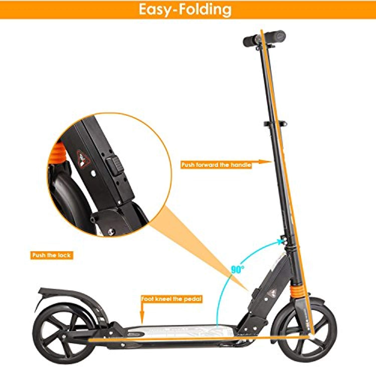 Kids,Adult Scooter with 3 Seconds Easy-Folding System, 220lb Folding Adjustable Scooter with Rear Brake and 200mm Large Wheels - Eco Trade Company