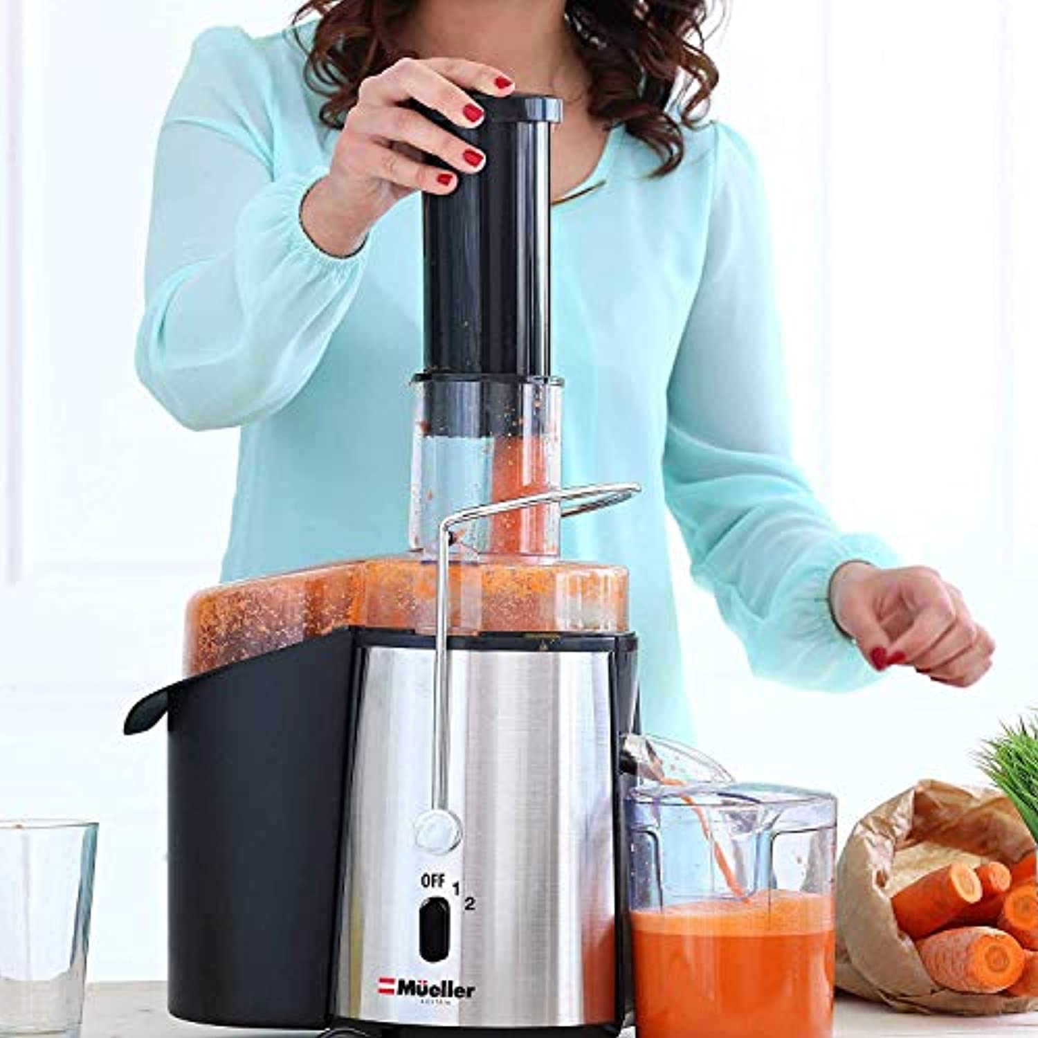 Juicer Ultra 1100W Power, Easy Clean Extractor Press Centrifugal Juicing Machine, Wide 3" Feed Chute for Whole Fruit, Anti-drip, High Quality - Eco Trade Company