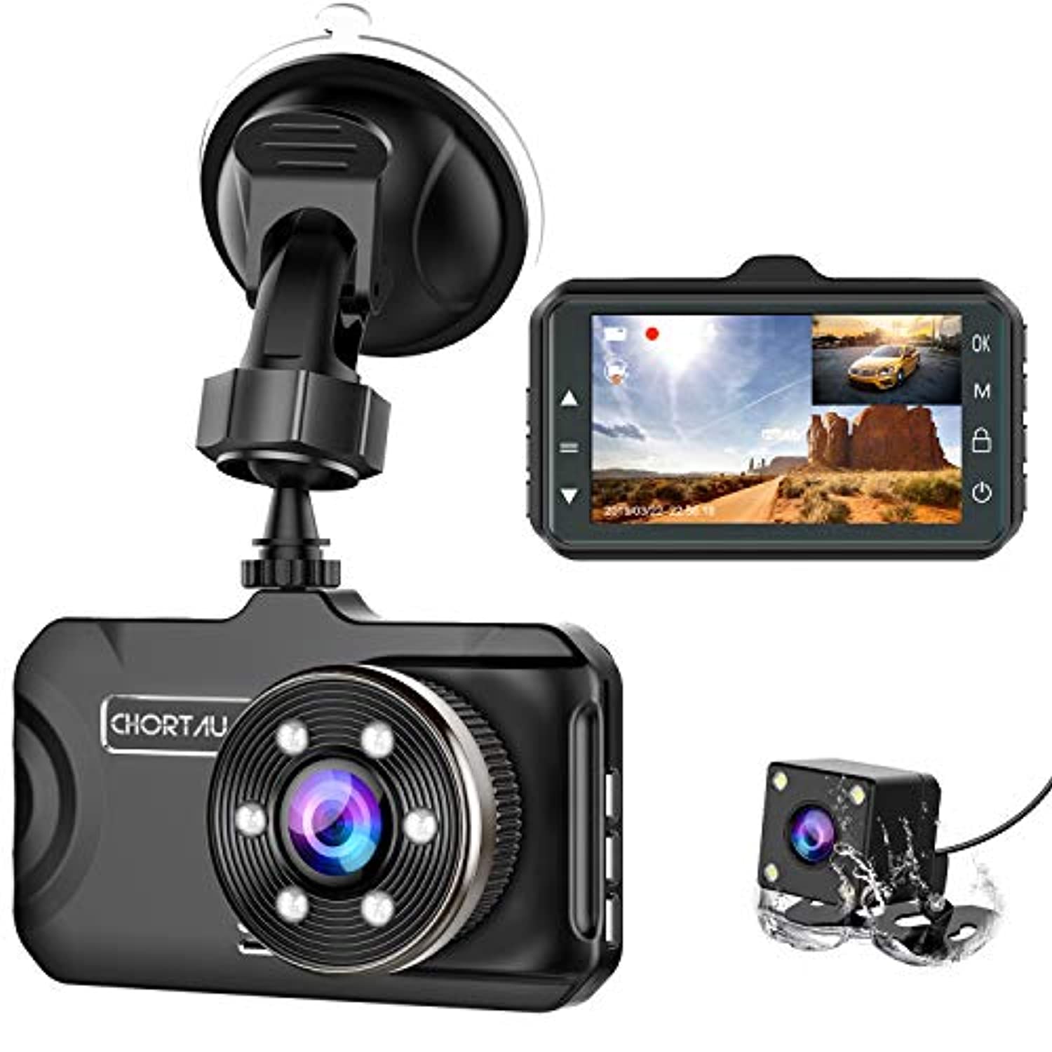 orskey dash cam front and rear 1080p full hd