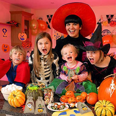 36 Pieces Halloween Burlap Gift Bags for Kids Party Supply - Eco Trade Company