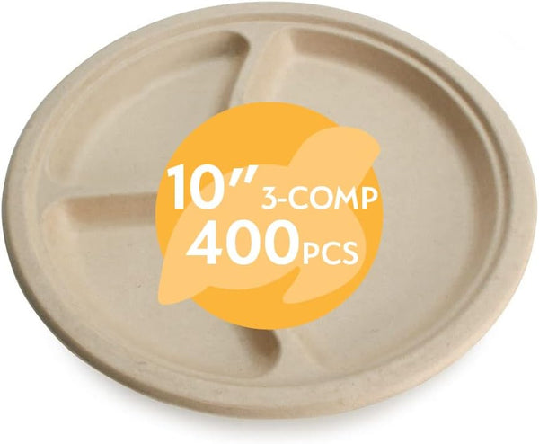 Heavy Duty Compostable Plates  10 Inch Disposable Plates Made From Ec