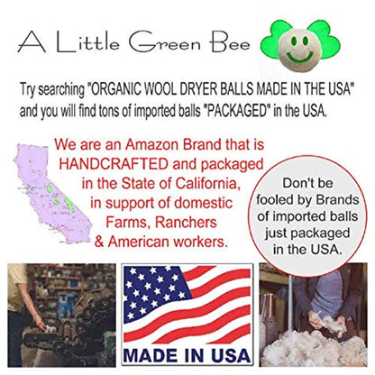 6 Eco-Friendly Wool Dryer Balls -Set of Six 100% Handmade, Natural and Unscented Made in USA - Eco Trade Company