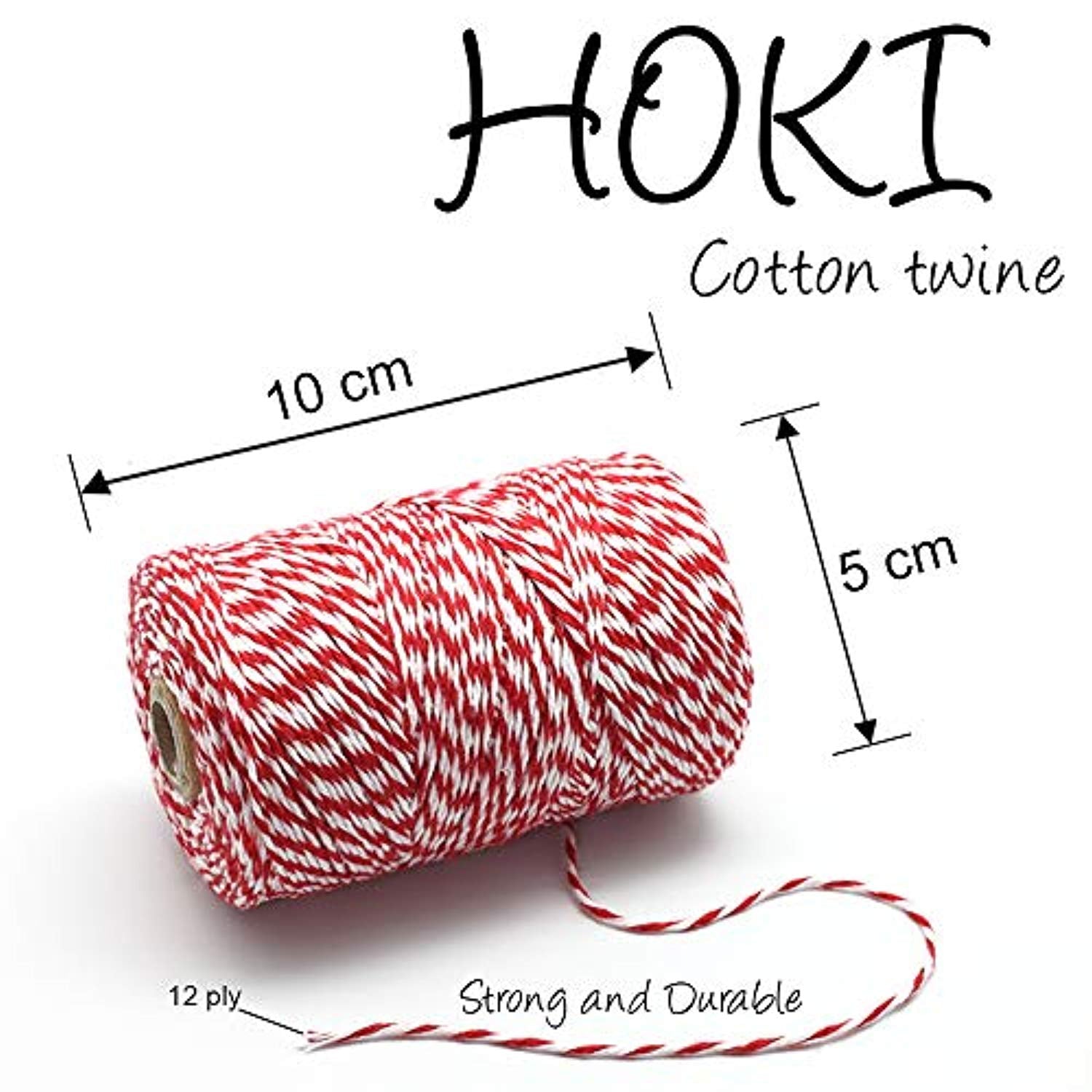 Cotton Bakers Twine Red & White 100M-328 Feet, Packing String,Decoration, Tying Cake, Boxes, DIY Crafts & Gift Wrapping - Eco Trade Company