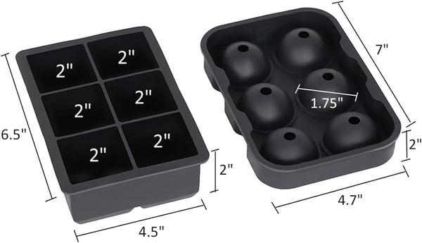 SKYCARPER Ice Cube Trays Silicone 3 Pack, Big Ice Ball Maker with Lid,Large Square Ice Cube Mold for Whiskey,Cocktail,Bourbon, Size: 3pc, Black