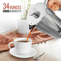 French Press Double Insulated 310 Stainless Steel Coffee Maker 4 Level Filtration System, No Coffee Grounds, Rust-Free, Dishwasher Safe - Eco Trade Company