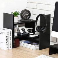 Wood Adjustable Desktop Storage Organizer Display Shelf Rack, Office Supplies Desk Organizer,Black - Eco Trade Company