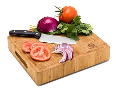 Small End Grain Bamboo Cutting Board, Antibacterial Butcher Block, Non-Slip - Eco Trade Company