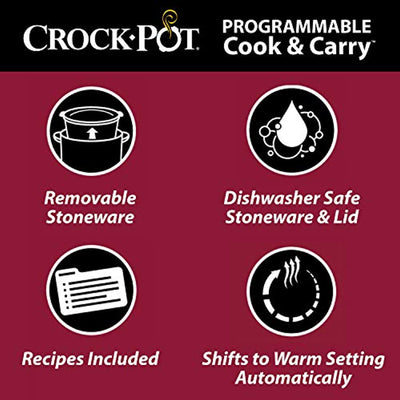 6-Quart Cook & Carry Programmable Slow Cooker with Digital Timer, Stainless Steel - Eco Trade Company