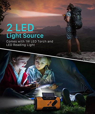 Emergency Solar Hand Crank Portable Radio Household Outdoor Emergency with AM/FM, LED Flashlight, Lamp, 2000mAh Power Bank USB Charger, SOS Alarm - Eco Trade Company