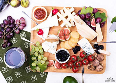 16-piece Cheese Charcuterie Board and Knife Cutlery Set - Organic Bamboo Cutting and Serving Tray - Eco Trade Company