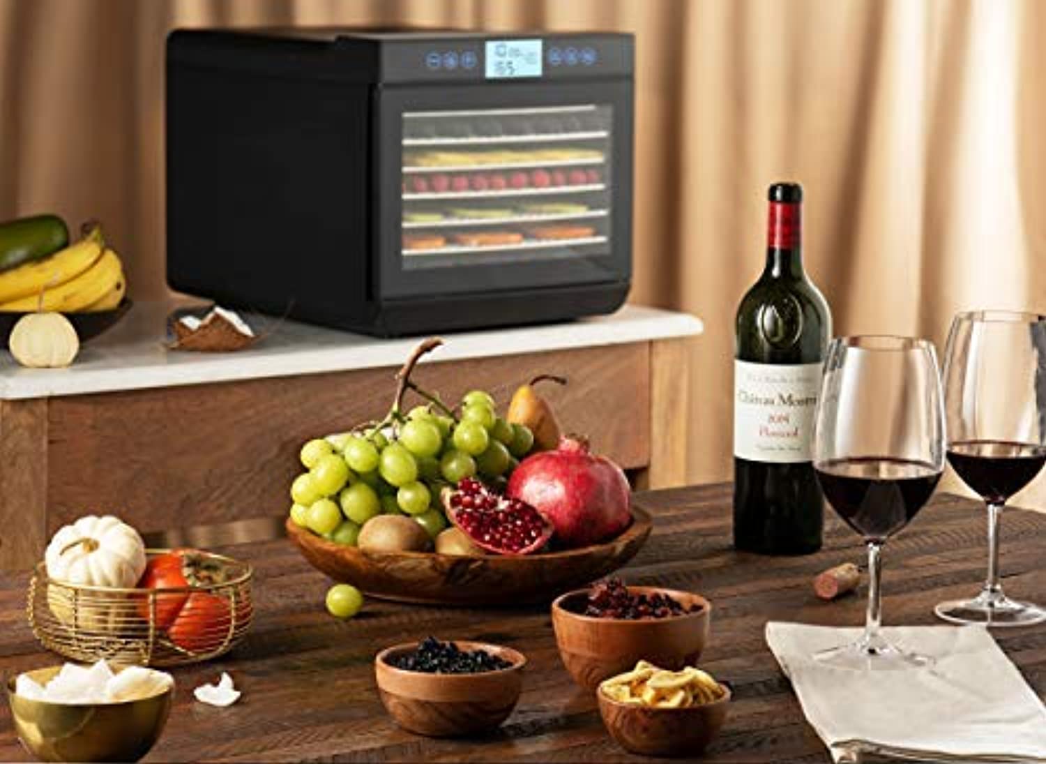 Food Dehydrator - Digital Timer, Temperature Control, Dryer for Jerky, Herb, Meat, Beef, Fruit and Vegetables, 7 Stainless Steel trays - Eco Trade Company
