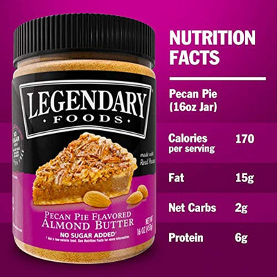 Legendary Foods, Pecan Pie Almond Nut Butter,16 oz Jar, Low Carb and No Added Sugar, Healthy, Paleo, Vegan, Keto-Friendly Snacks 2 Pack - Eco Trade Company