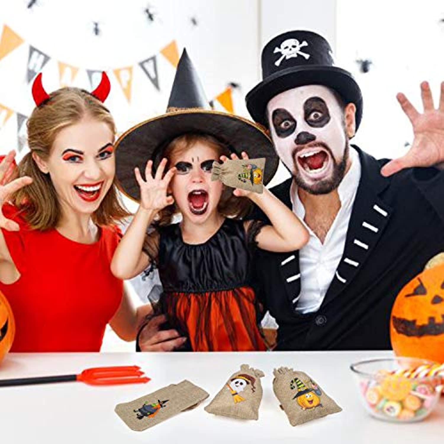 36 Pieces Halloween Burlap Gift Bags for Kids Party Supply - Eco Trade Company
