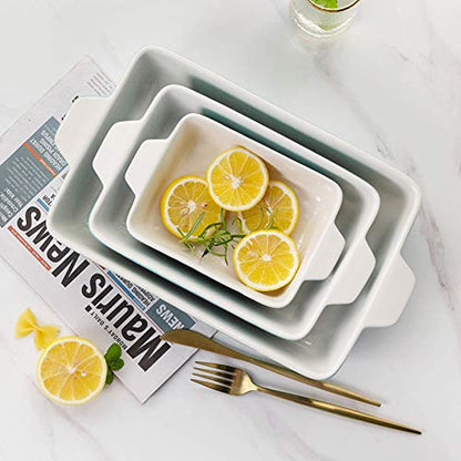 Bakeware Set, Rectangular Baking Pan Ceramic Glaze Baking Dish - 3 Pack - Eco Trade Company
