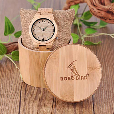 Men's Bamboo Wooden Watch Numeral Scale Large Face Quartz Watch Lightweight - Eco Trade Company
