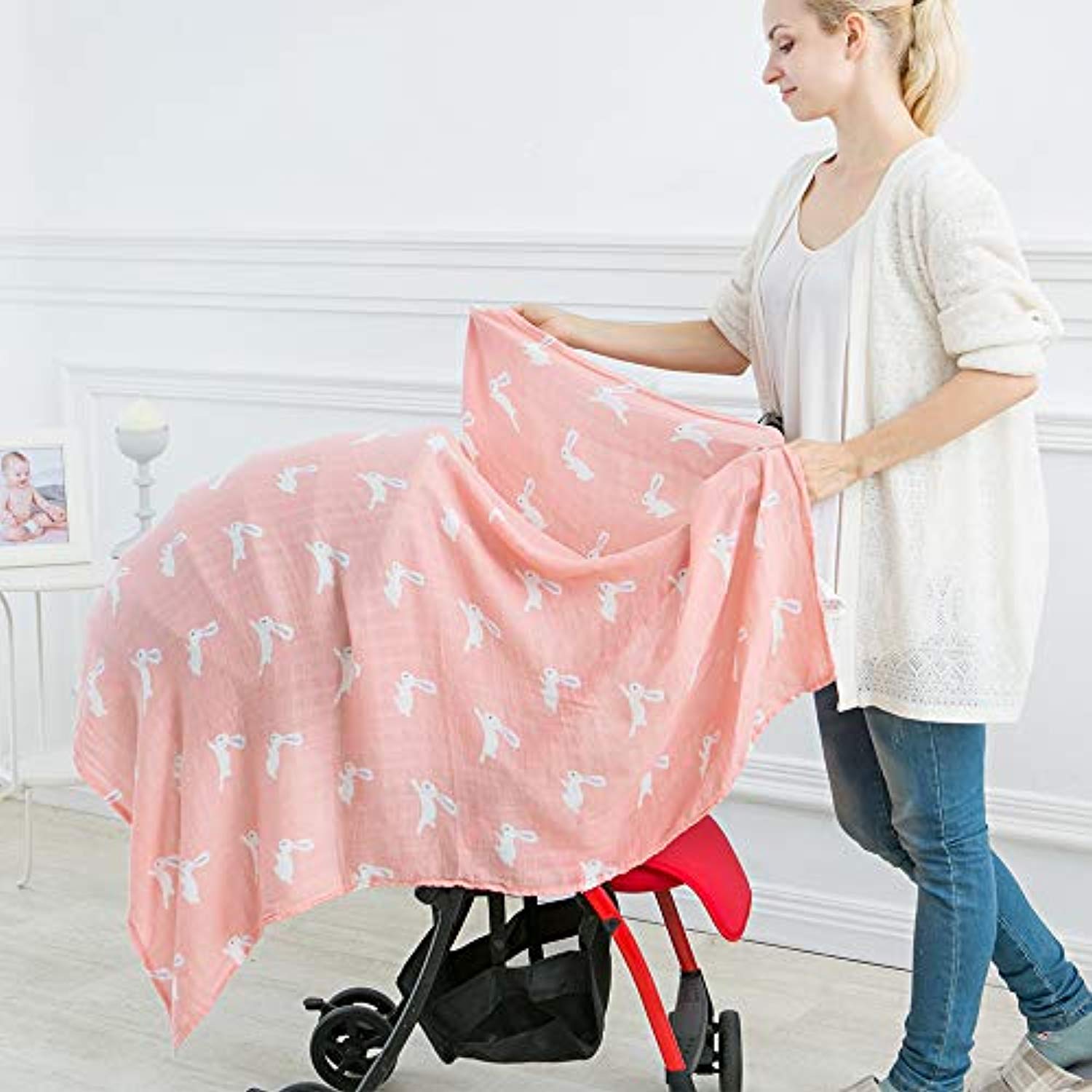 Muslin Swaddle Blankets Girls, 70% Bamboo 30% Cotton - Eco Trade Company