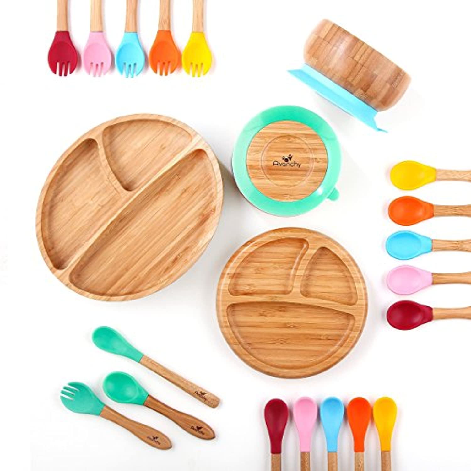 Organic Bamboo Infant Feeding Bowls + Soft Tip Silicone Spoon Set, BPA Free - Eco Trade Company