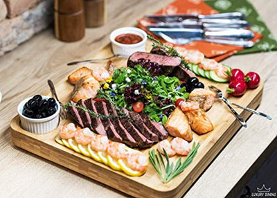 16-piece Cheese Charcuterie Board and Knife Cutlery Set - Organic Bamboo Cutting and Serving Tray - Eco Trade Company