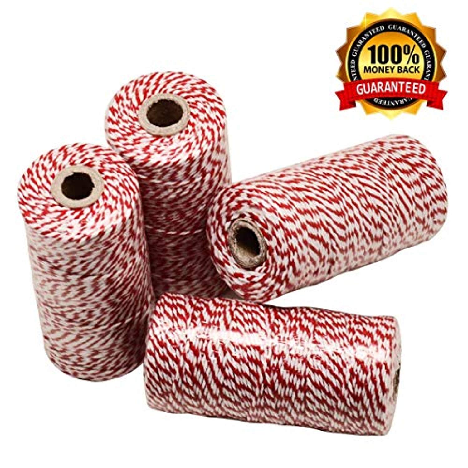 Cotton Bakers Twine Red & White 100M-328 Feet, Packing String,Decoration, Tying Cake, Boxes, DIY Crafts & Gift Wrapping - Eco Trade Company