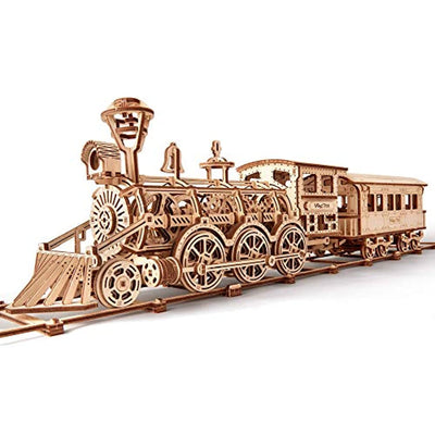 Wood Trick Wooden Toy Train Set with Railway - 34x7″ - Locomotive Train Toy Mechanical Model Kit - 3D Wooden Puzzle - Eco Trade Company