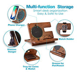 Wood Phone Docking Station Ash Key Holder Wallet Stand Watch Organizer Wireless Charging Pad Compatible with All Qi Devices - Eco Trade Company