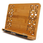 Bamboo Book Stand - Desk Bookrest with Retro Hollow Elegant Pattern - Eco Trade Company