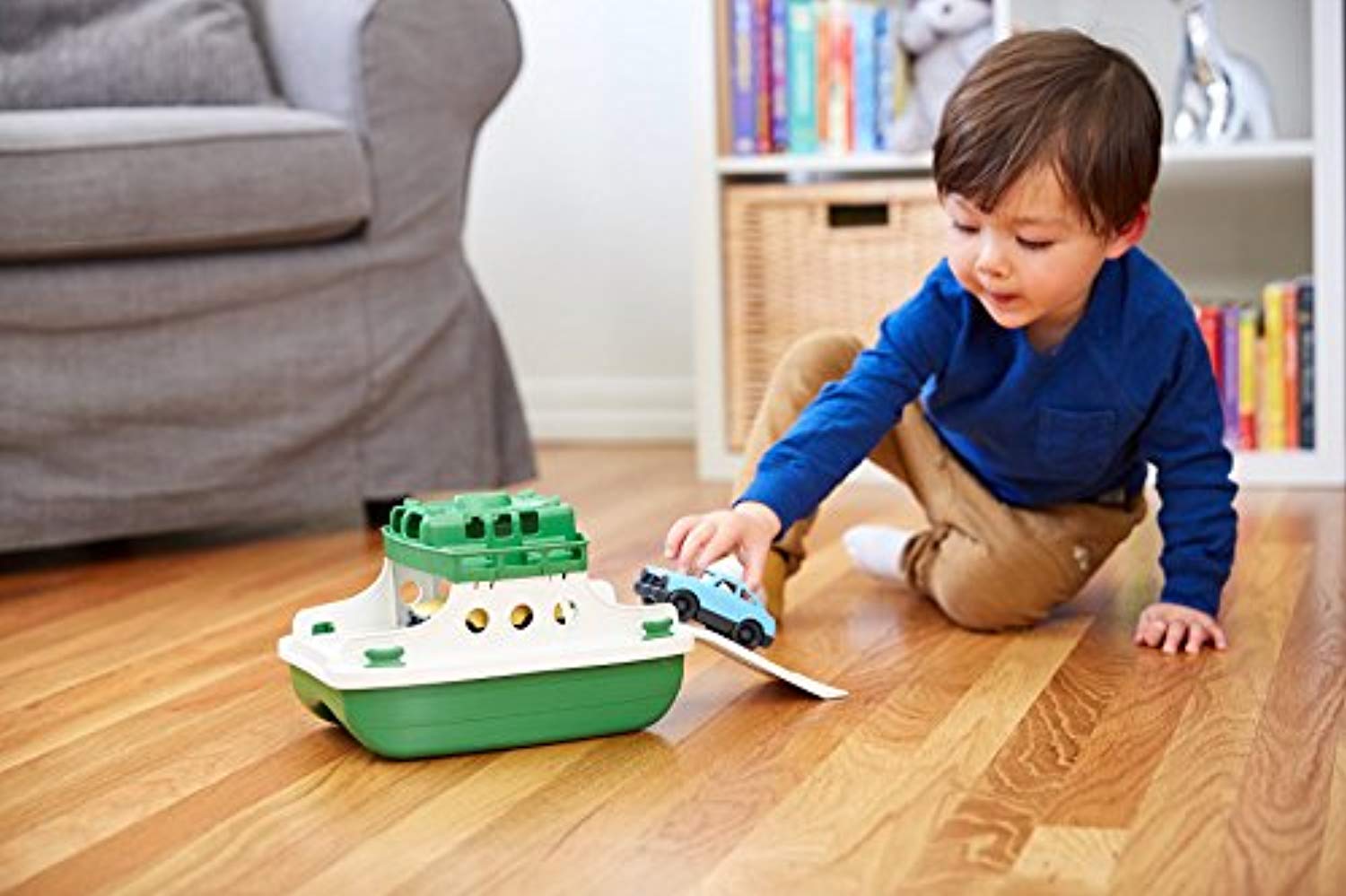 Ferry Boat Bathtub Toy, Green/White, 10"X 6.6"x 6.3" Made from 100% Recycled Plastic, No BPA, Phthalates, PVC, or External Coatings - Eco Trade Company