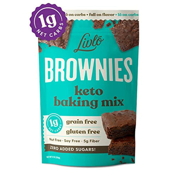 Livlo Keto Brownie Baking Mix - 1g Net Carb Dessert - Sugar Free & Gluten Free Keto Sweets & Treats - Nut Free, Low Carb - 12 servings - Eco Trade Company