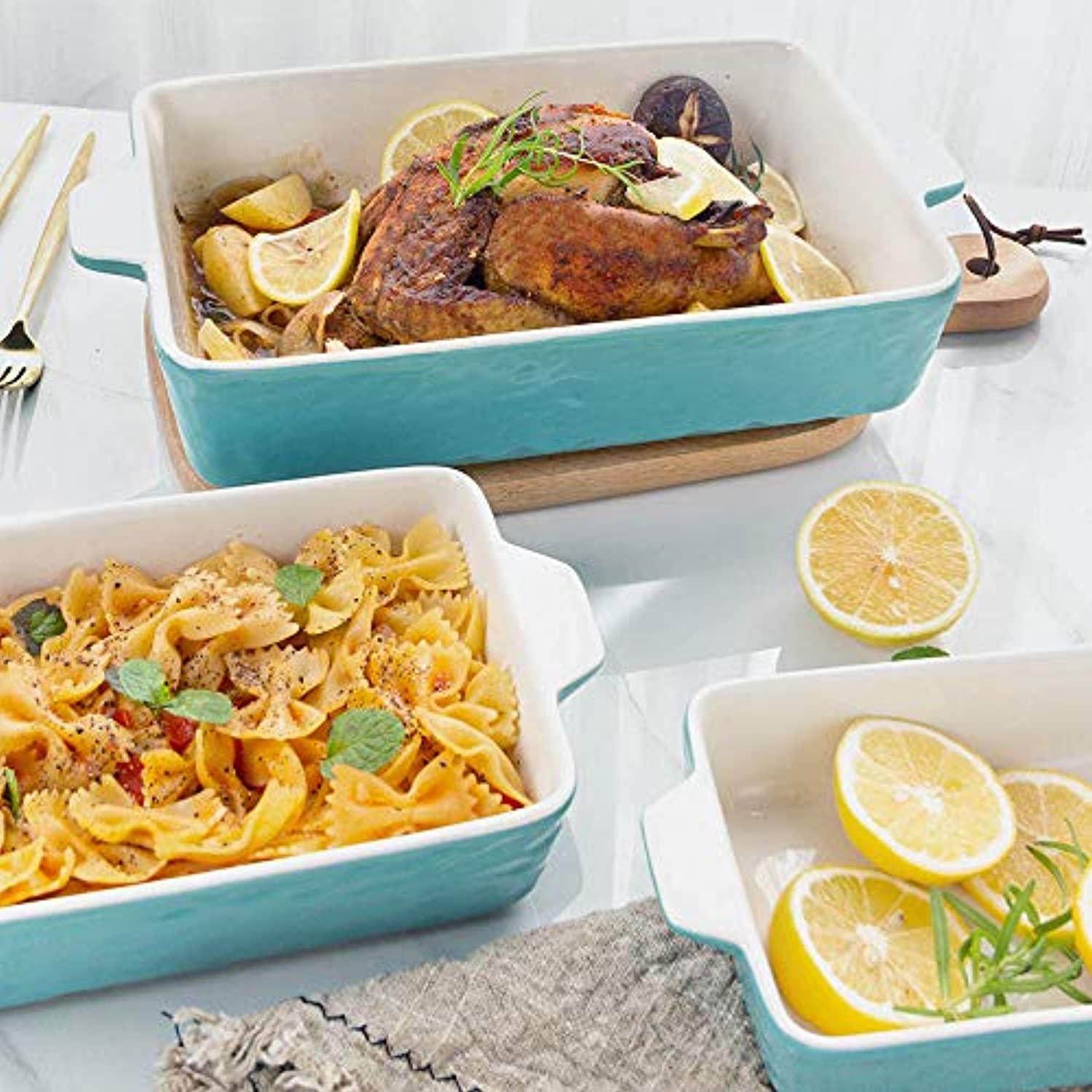Bakeware Set, Rectangular Baking Pan Ceramic Glaze Baking Dish – Eco ...
