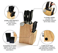 Bamboo Universal Knife Block - Knife Holder with 2 Built-In Knife Sharpeners - 2-Tiered Modern Knife Storage Up to 16 Large and Small Knives - Eco Trade Company