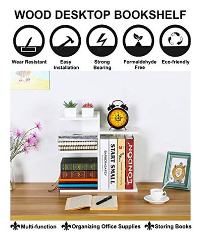 Wood Desktop Bookshelf Assembled Countertop Bookcase Literature Holder Accessories Display Rack Office Supplies Desk Organizer - Eco Trade Company