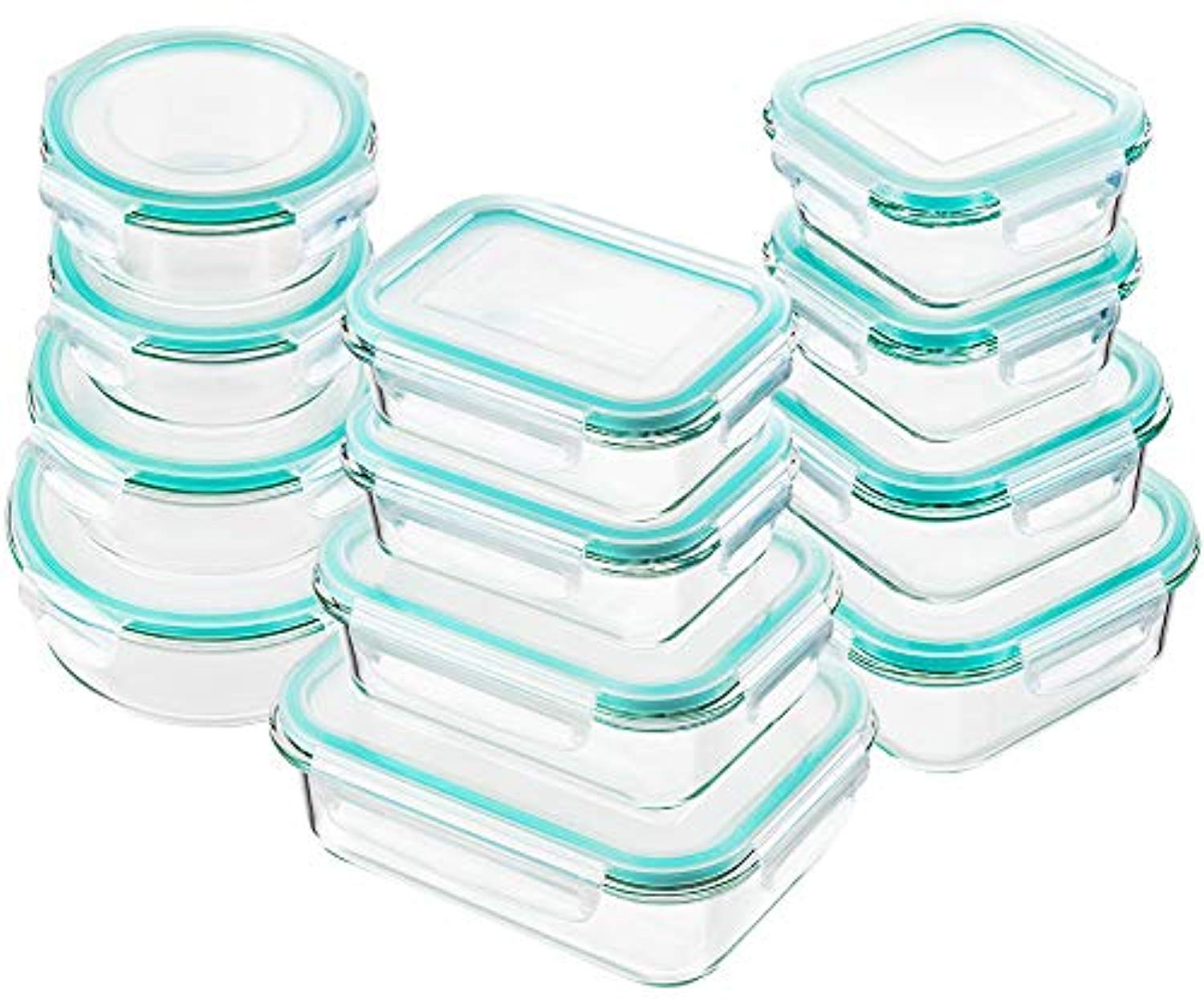 24-Piece Glass Food Storage Containers with Snap Locking Lids, Glass Meal Prep Containers Set - Airtight Lunch Containers, Dishwasher and Freezer Safe