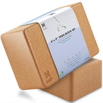 Cork Yoga Block (Set of 2) - Solid Natural Cork Exercise Brick - 9 x 6 x 4 Inches - Eco Trade Company
