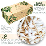 Premium Organic 500 Bamboo Cotton Swabs | Compostable Zero Waste Disposable Eco Friendly - Eco Trade Company