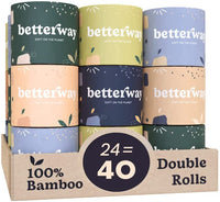 Betterway Bamboo 3-Ply Toilet Paper - Eco Friendly & Septic Safe - 12  Double Rolls